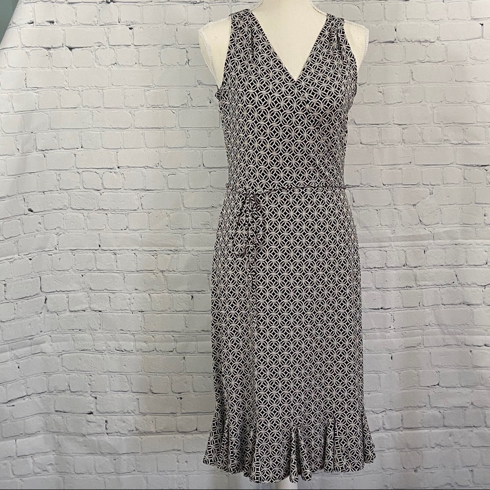 London Times Black and White Geometric Print Dress